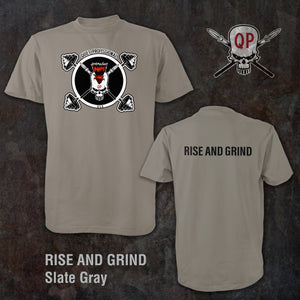 Mens/Womens Rise and Grind Slate Grey Custom Athletic T Shirt