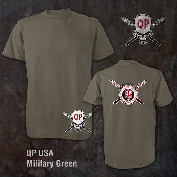 Mens/Womens Original QPUSA Military Green Custom Athletic T Shirt